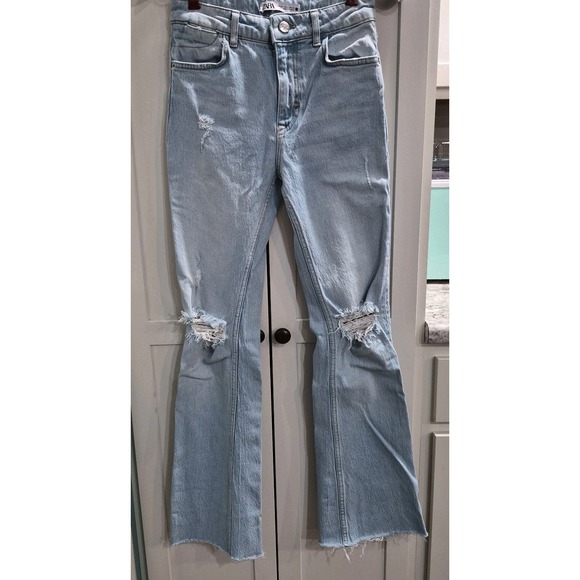 Zara Denim - ZAra light wash high rise distressed jeans - 2